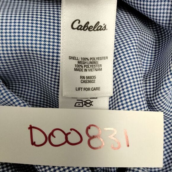 Cabela's Mens Large Blue Fishing Gingham Short Sleeve Vented Button Up Outdoor - Picture 9 of 9